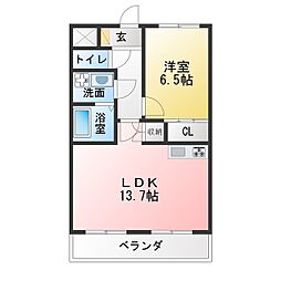 新海ビル 1LDKの間取図画像