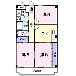 グリーンヒル滝の水 3DKの間取図画像