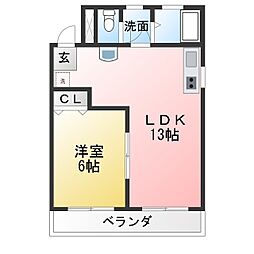 緑ハイツ 1LDKの間取図画像