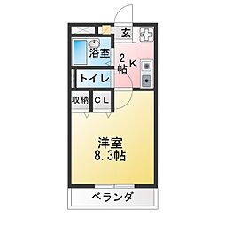 ジュネスK 1Kの間取図画像