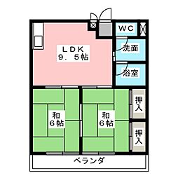 山時ビル 2LDKの間取図画像