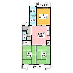 レジデンスブルー 3DKの間取図画像