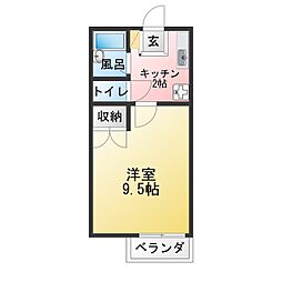 グリーンハイツなるみA 1Kの間取図画像