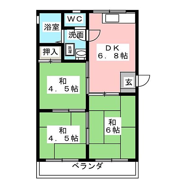 コーポアキヤマ ｜愛知県名古屋市港区小碓３丁目(賃貸マンション3DK・3階・43.75㎡)の写真 その2
