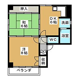 ハイツ吾朗 2階2DKの間取り