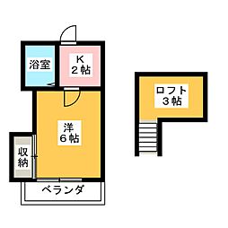 リヴェール築地口 2階1Kの間取り