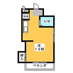 シャンポール港楽 2階ワンルームの間取り