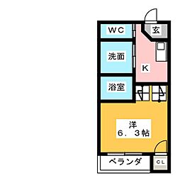 Ｌａ　Ｆｏｎｔｅ 2階1Kの間取り