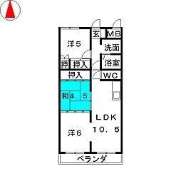 シャルム湊 2階3LDKの間取り