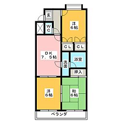 サマータイハイツ 3DKの間取図画像