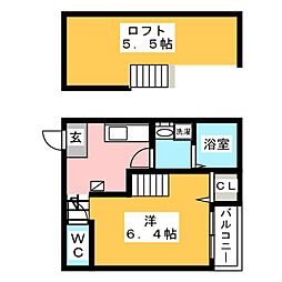 ハーモニーテラス津金III 1階1SKの間取り