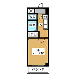 ソレイユ東海通 3階1Kの間取り