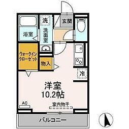 ラフィネ港明 1階ワンルームの間取り