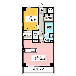 ボワドブローニュIII 3階1LDKの間取り