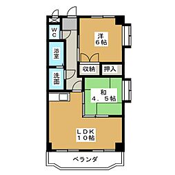 サンライズ入場 2階2LDKの間取り