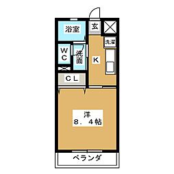 アルファプレイス 4階1Kの間取り