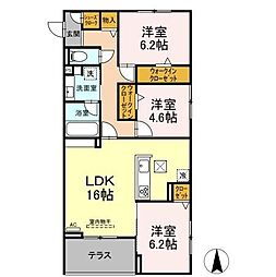 ラスペリータ 1階3LDKの間取り