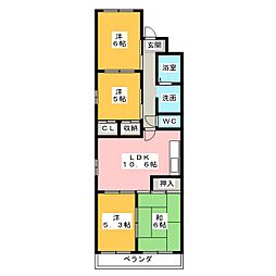 第三桔梗ハイツ 4LDKの間取図画像