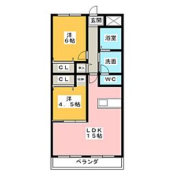 丸二サンハイツ 2LDKの間取図画像
