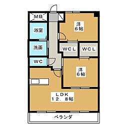ベルラフィネ 2LDKの間取図画像