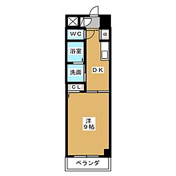 ルミエールデュオSA館 1Kの間取図画像