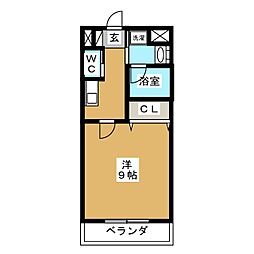 アマーレ東海通 1Kの間取図画像
