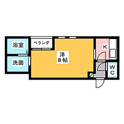 Warrenjuichiya1 1Kの間取図画像