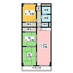 リリーハイツ港 3LDKの間取図画像