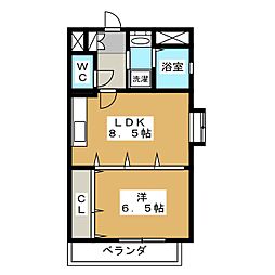 フェリーチェ 1LDKの間取図画像