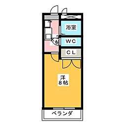 エルメゾン東海通 1Kの間取図画像