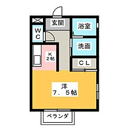 カーサ小碓 ワンルームの間取図画像