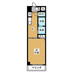ルミエールデュオSA館 1Kの間取図画像