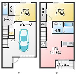 YKガーデン 2LDKの間取図画像