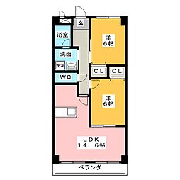 アーバンハイム小碓 2LDKの間取図画像