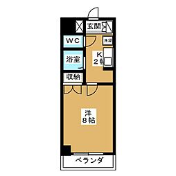 シティーライフ港陽 1Kの間取図画像