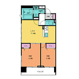 名古屋市熱田区六番2丁目マンション 2LDKの間取図画像
