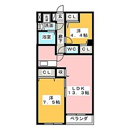 グレイス東茶屋 2LDKの間取図画像