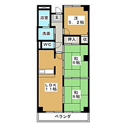 グランドヒルズ当知3番館 3LDKの間取図画像