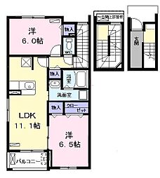 プリムローズM 2LDKの間取図画像