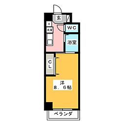 willDo稲永 1Kの間取図画像