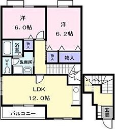 アイ・フィールドA 2LDKの間取図画像