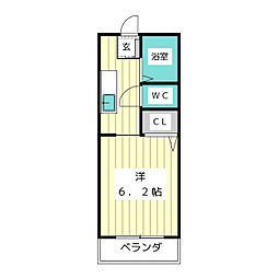 サンビレッヂ平和が丘EAST ワンルームの間取図画像