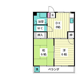 酒井ハイツ 2DKの間取図画像