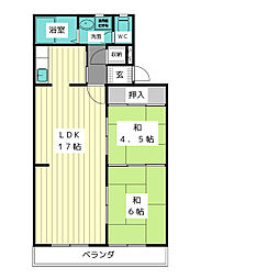 ニューパピリオン加藤 2LDKの間取図画像