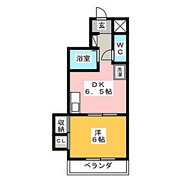 第五名昭ビル 1DKの間取図画像