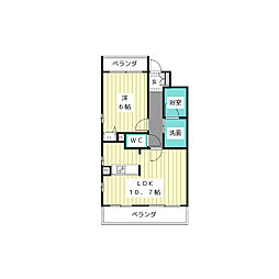 パラスト極楽 1LDKの間取図画像