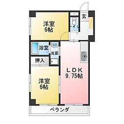 メゾン神の木 2LDKの間取図画像