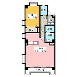 サンパークタウン猪子石 2階1LDKの間取り