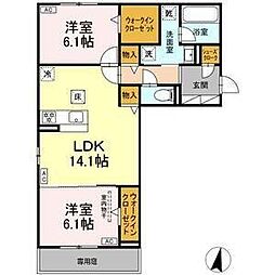 名古屋市名東区上菅2丁目アパート 2LDKの間取図画像