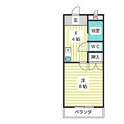 メゾン牧の里 1Kの間取図画像